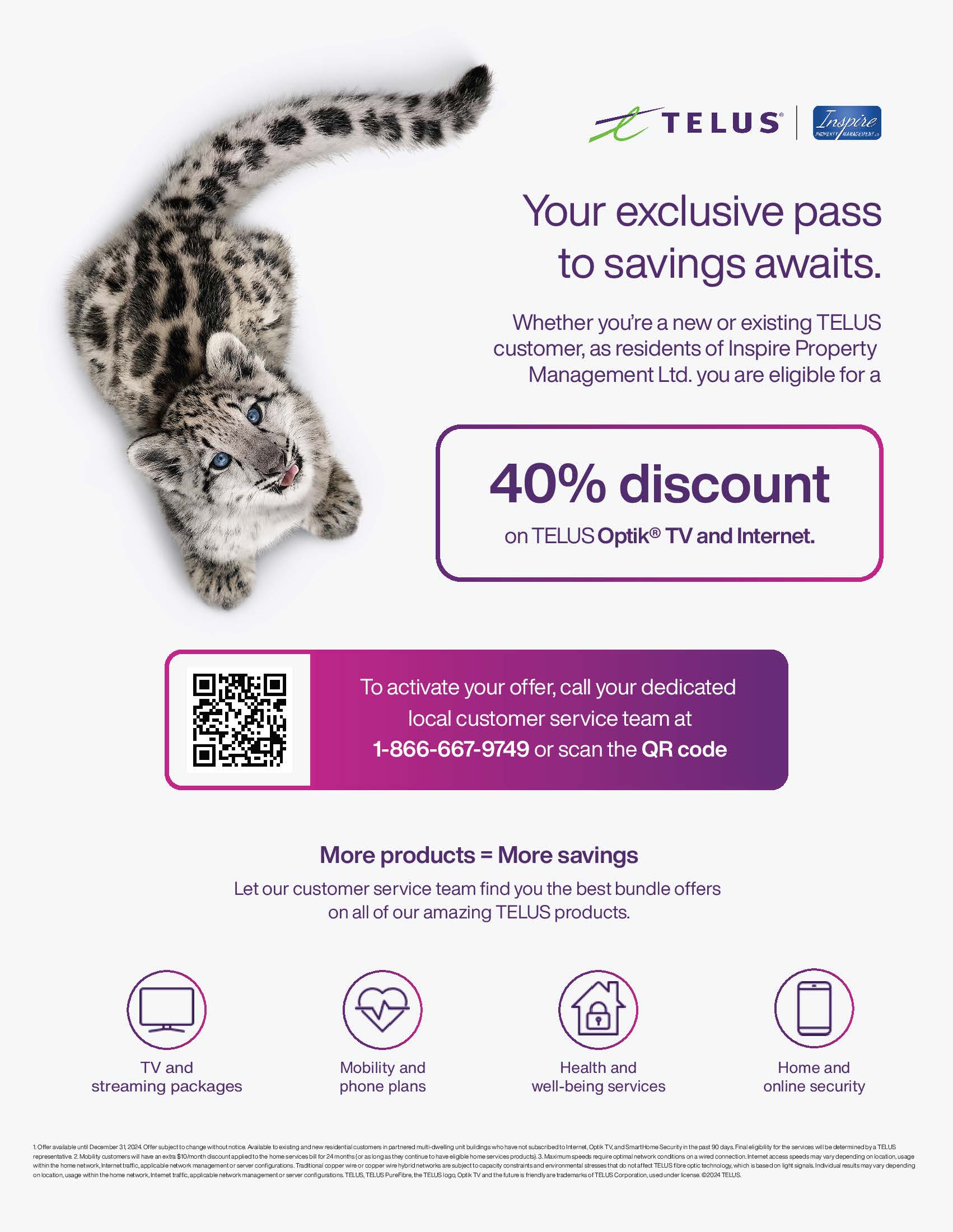 TELUS OFFER. Call 1-866-667-9749 to save 40% on TELUS Optic TV and Internet